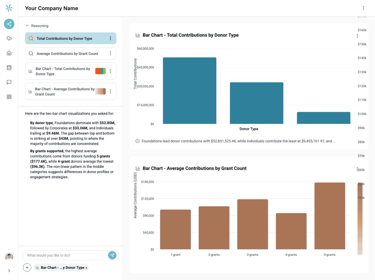 Non-Profit Donor Data Analysis - White label analytics example