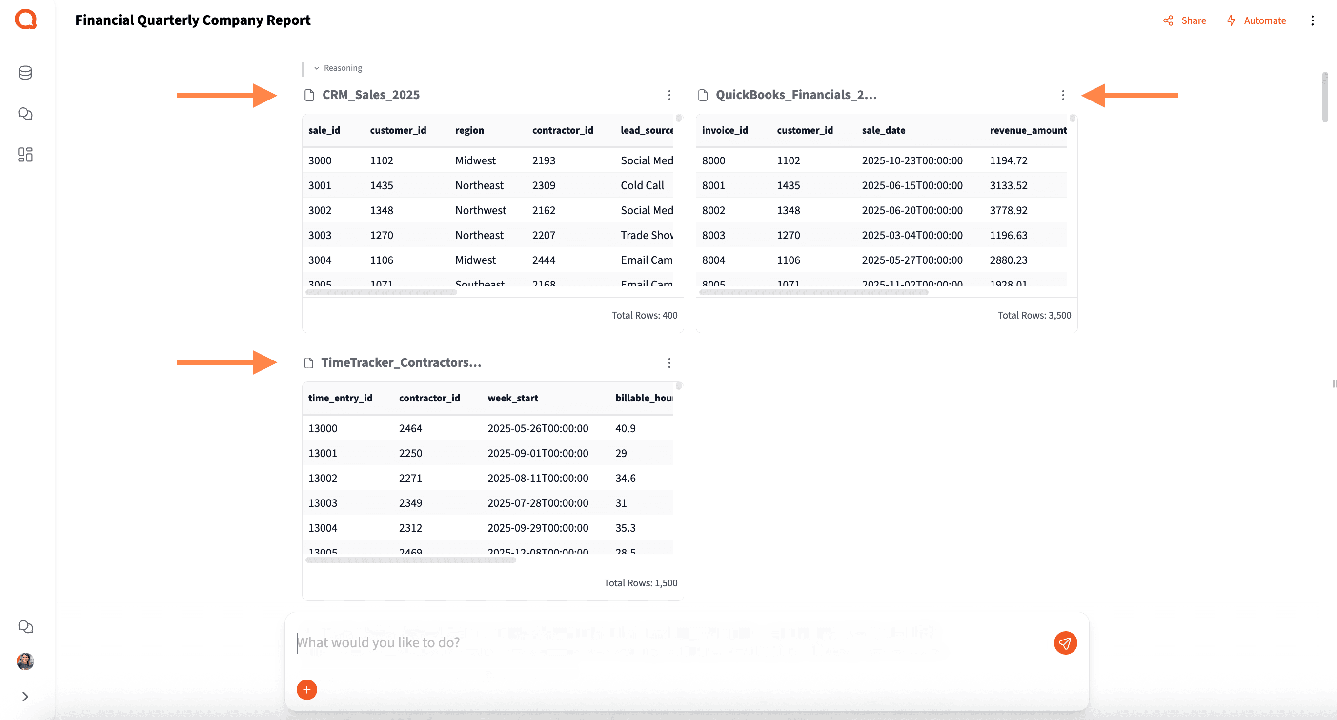 Querri Dashboard Screenshot