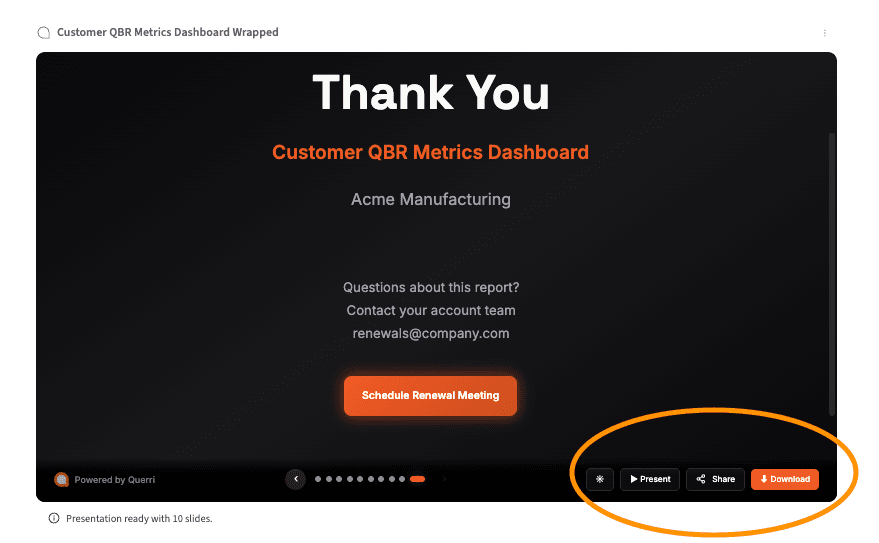 Step 5: Export and share the finished QBR deck