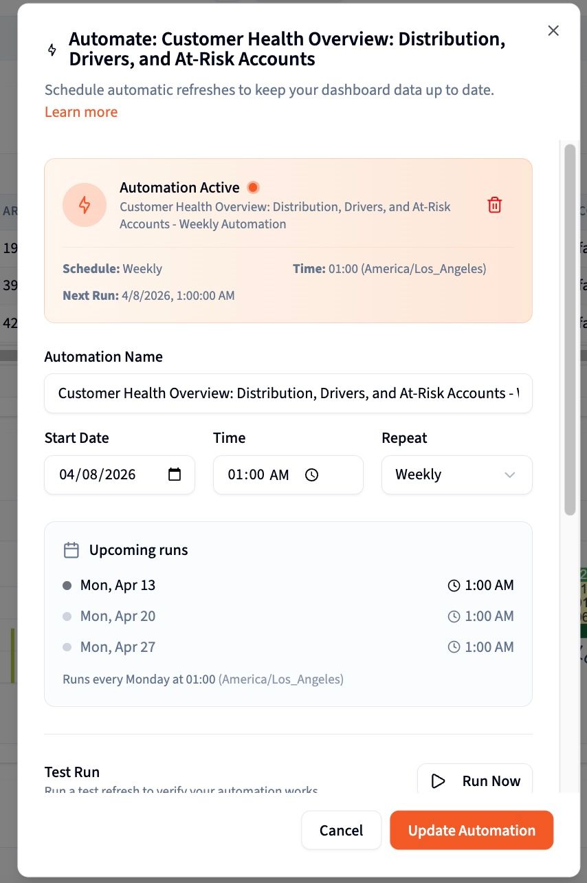 Step 5: schedule and export settings